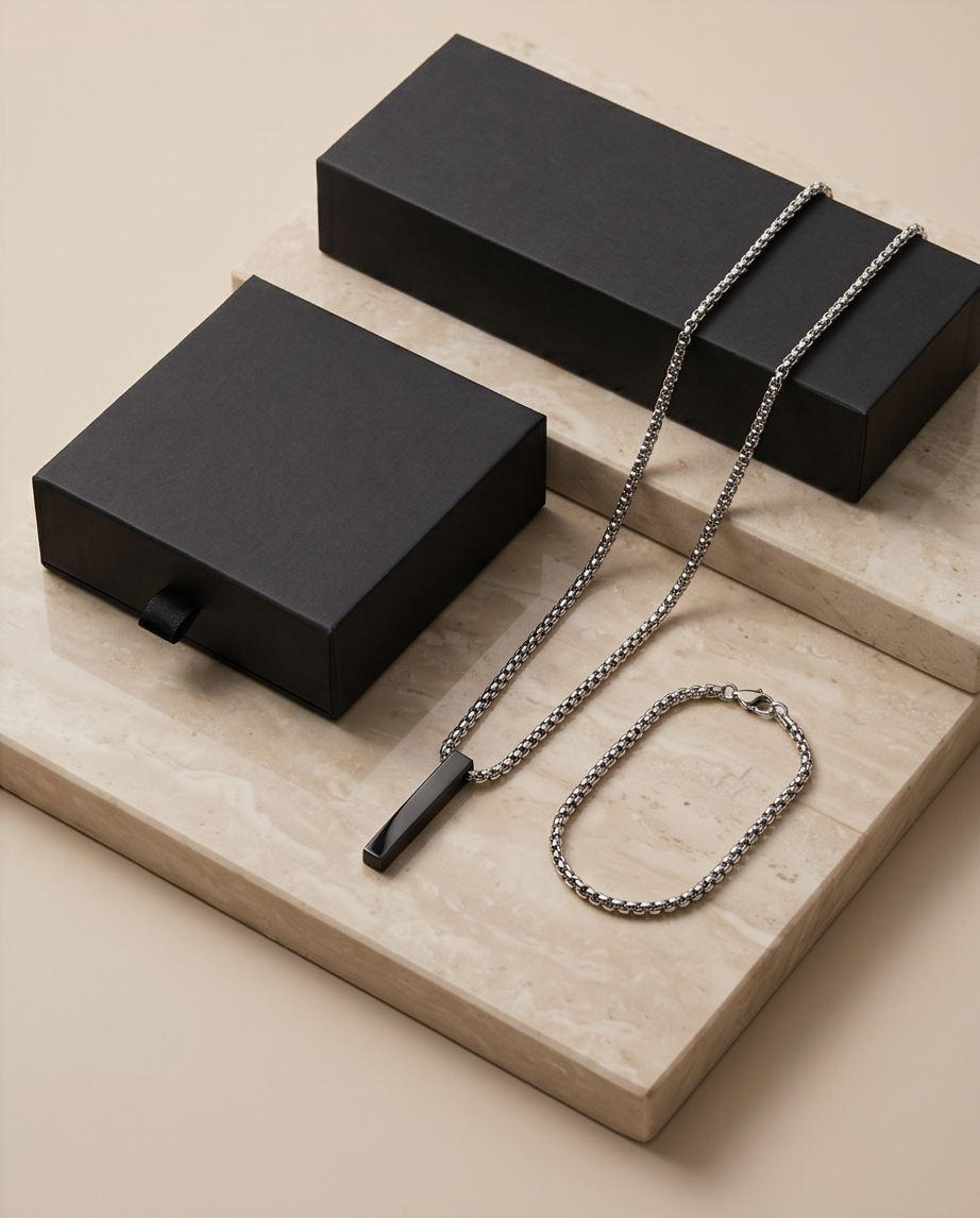 Downtown Collection – Set de Cadena y Pulsera Masculina